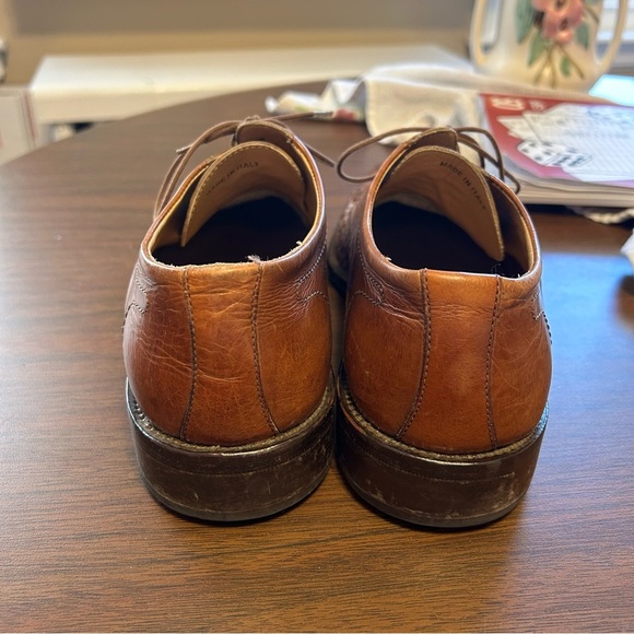 Saks Fifth Avenue Brown Leather Woven Lace-Up Oxford Shoes Italian Size 8M - Picture 3 of 7